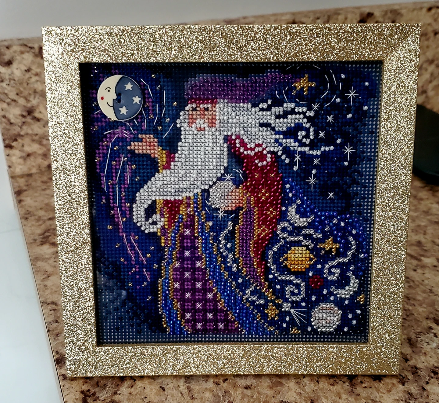 Wizard Beaded Mill Hill Cross Stitch Framed Art