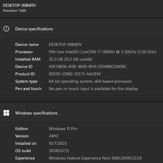 Dell Precision 7560 i7 11th, 32GB, 1TB SSD Win11Pro - photo 4
