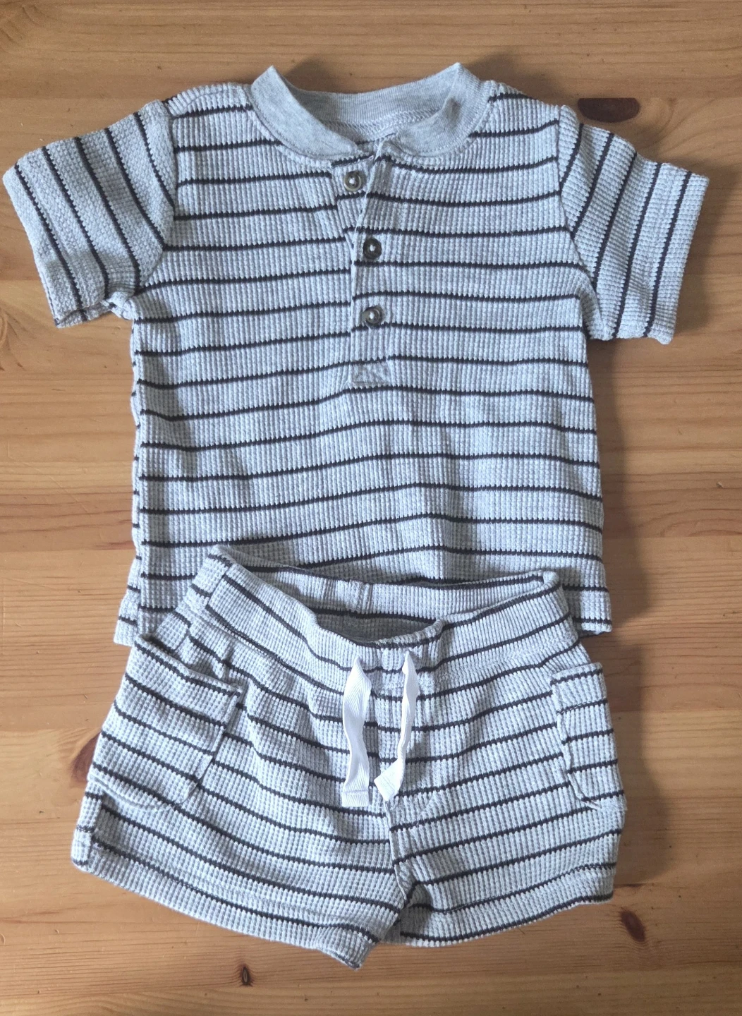 Striped Henley Shirt and Shorts Set 3M
