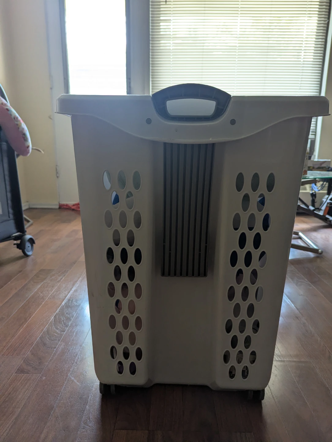 White Laundry Basket with Wheels - photo 2