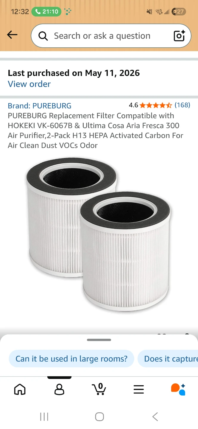 PUREBURG Replacement Filter 2-Pack for Air Purifiers