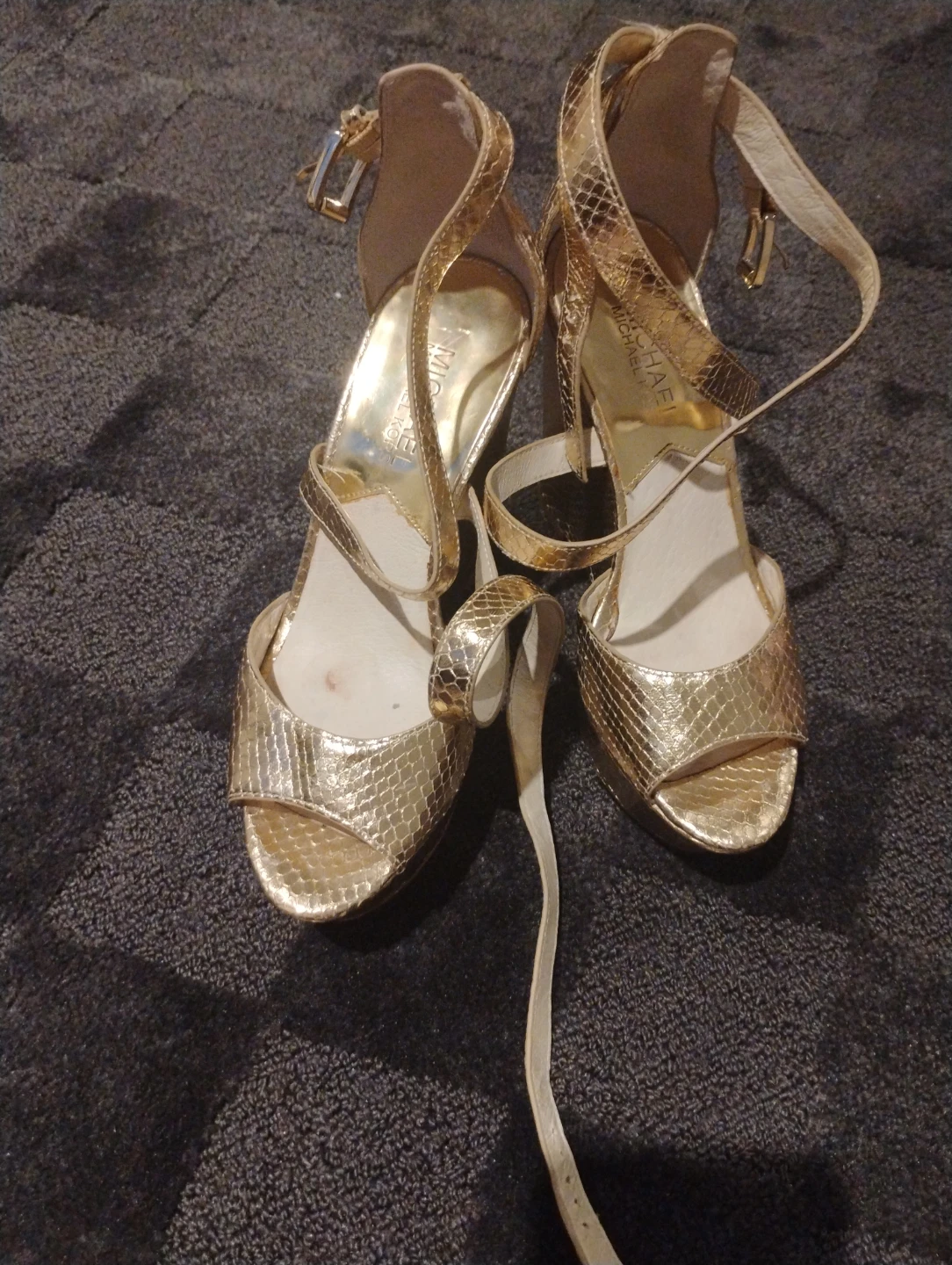 Michael Kors Gold Snake Embossed Heels