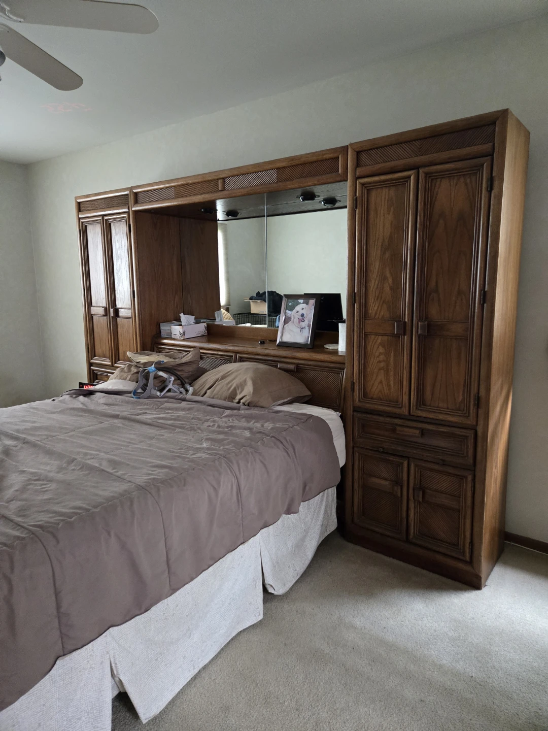 Wooden queen bedroom set with storage