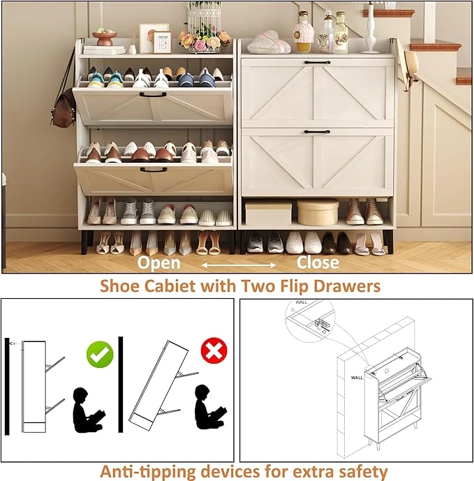 HOMEFORT Shoe Storage Cabinet For Entryway, Slim Shoe Organizer - photo 4