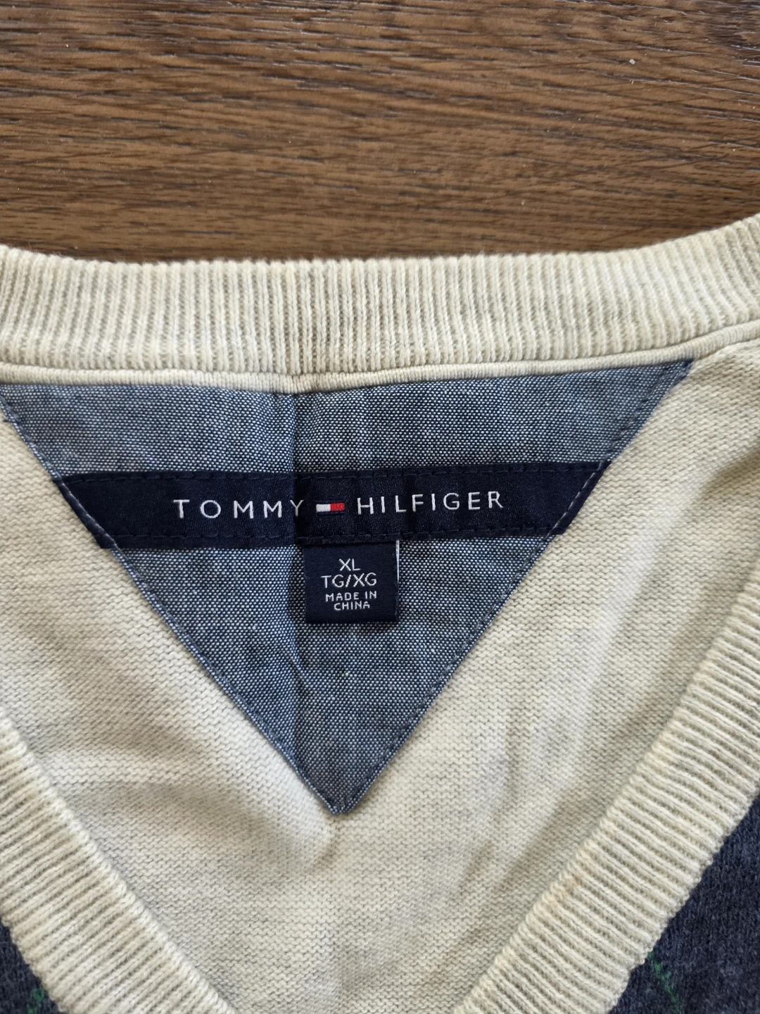 Tommy Hilfiger Argyle V-Neck Sweater XL 100% Cotton - photo 3