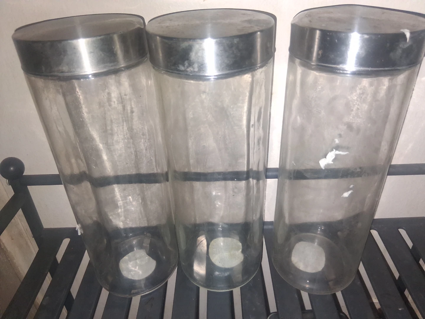 Set of 3 Clear Glass Canisters with Stainless Steel Lids