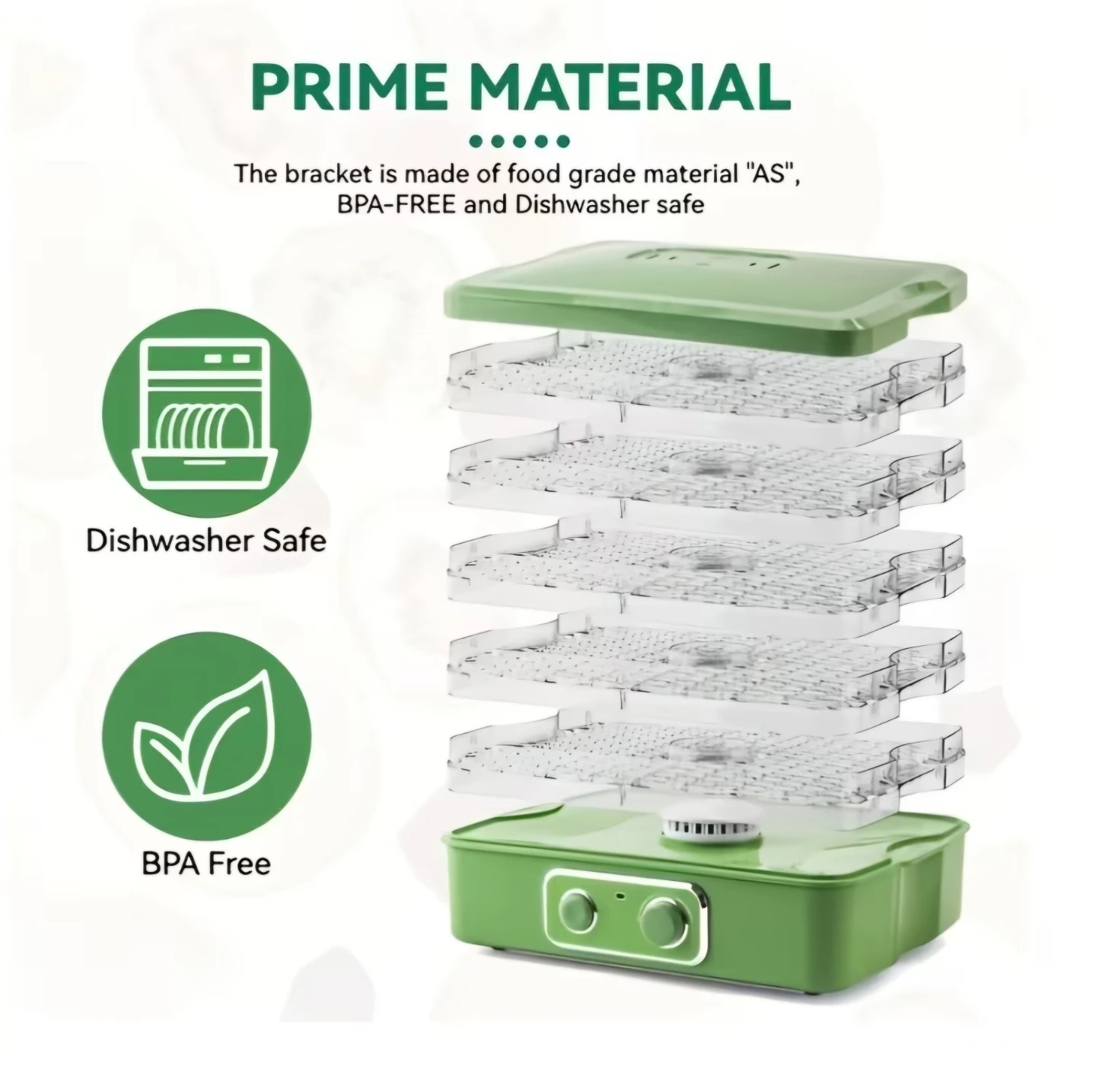 Brand new Green Food Dehydrator with 5 Stackable Trays - photo 2