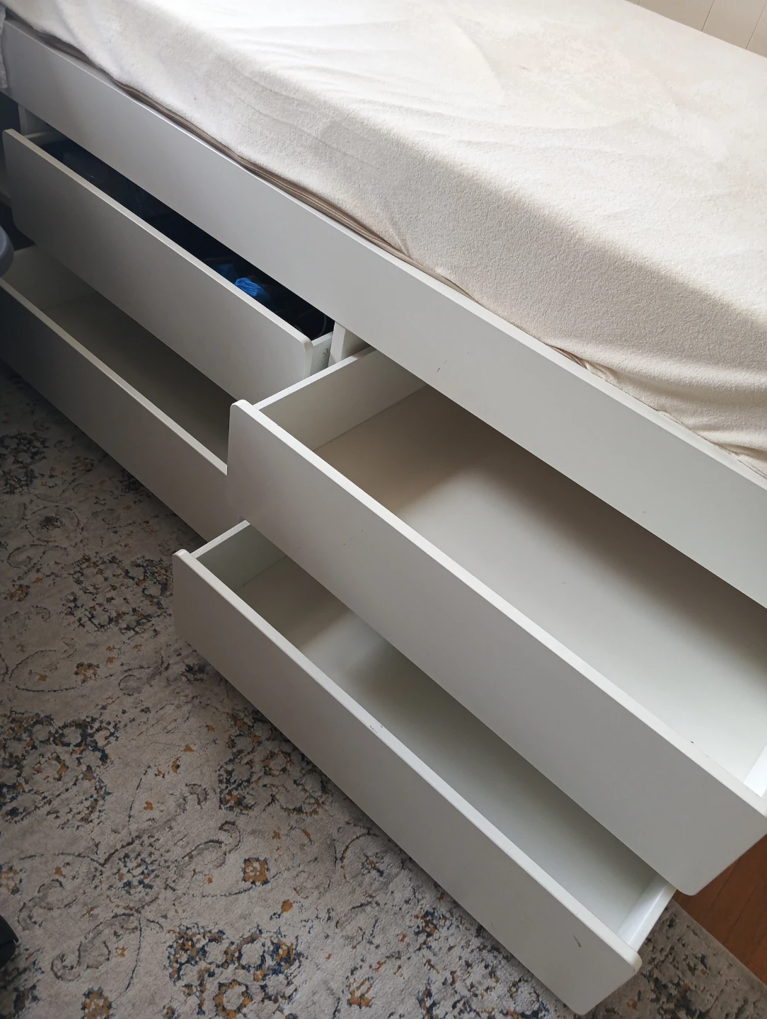 White Twin Bed Frame with Storage Drawers - photo 3