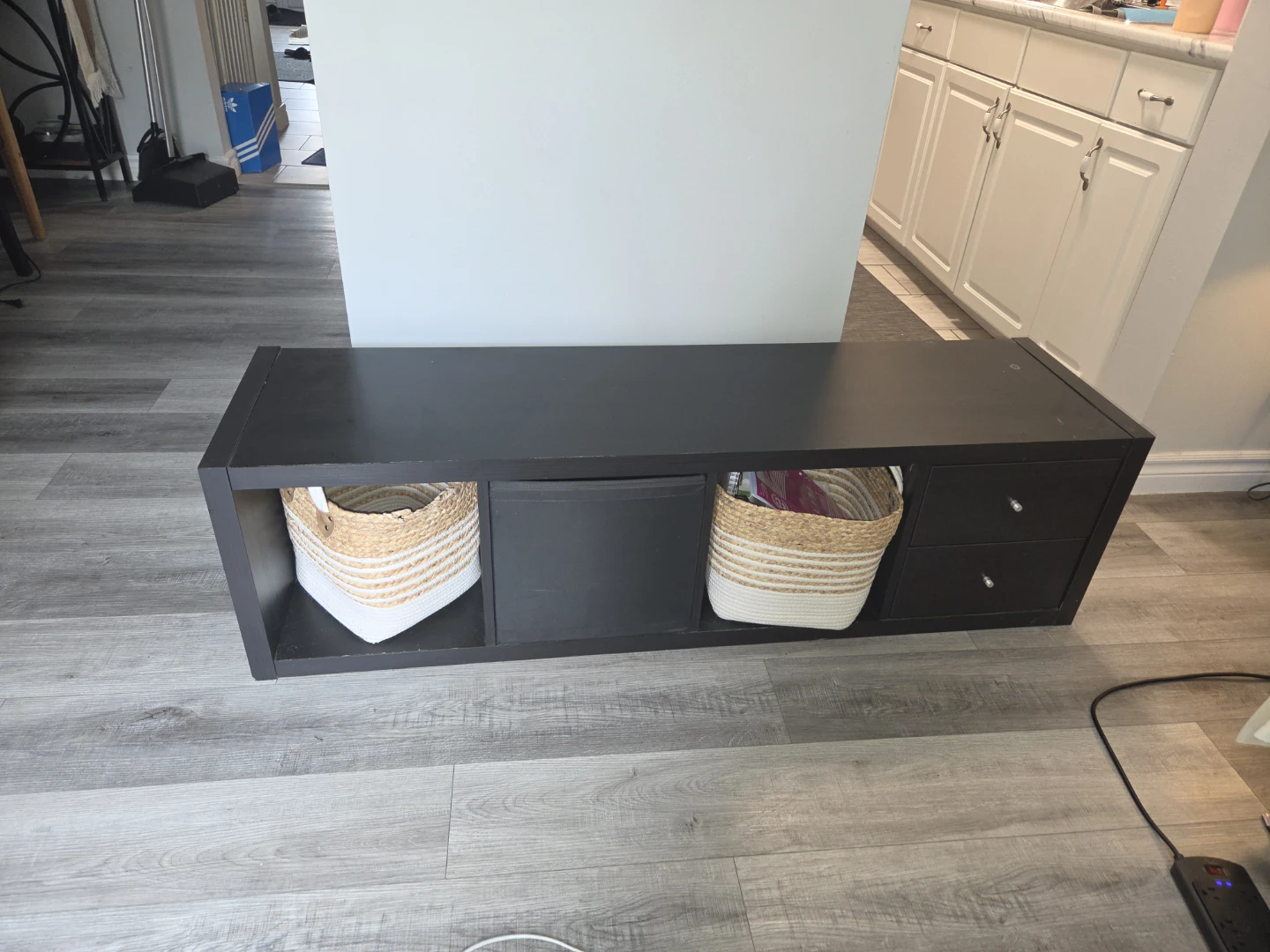 Black Storage Bench with 2 Drawers
