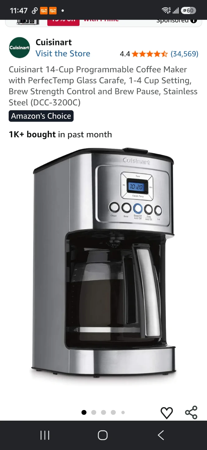 BNIB cuisinart  coffee maker ( retail price $129+TAX)