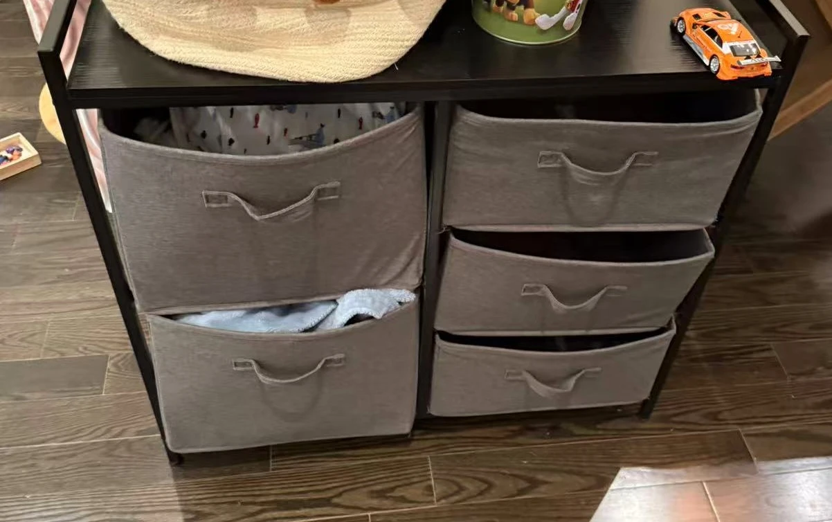Grey Fabric Storage Drawer Unit
