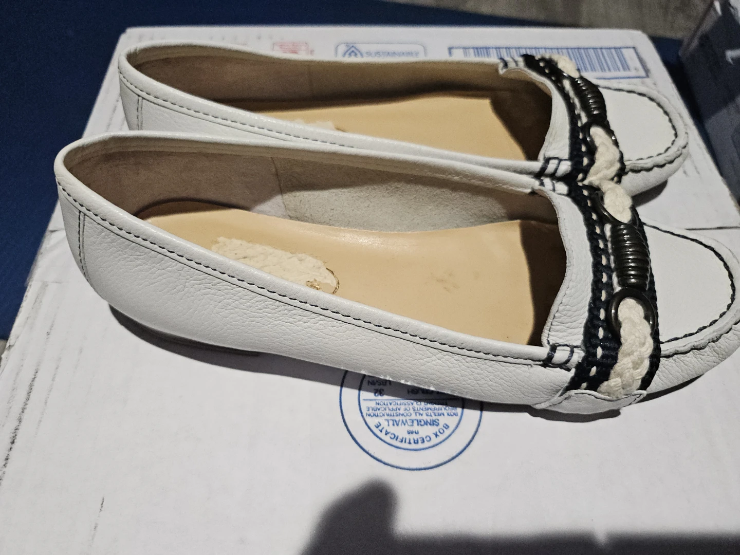 Talbots White Leather Rope Detail Loafers - photo 2