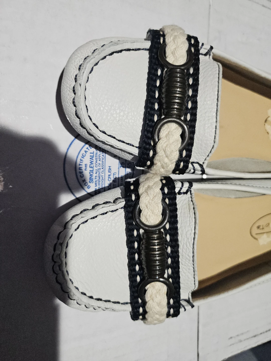 Talbots White Leather Rope Detail Loafers - photo 4