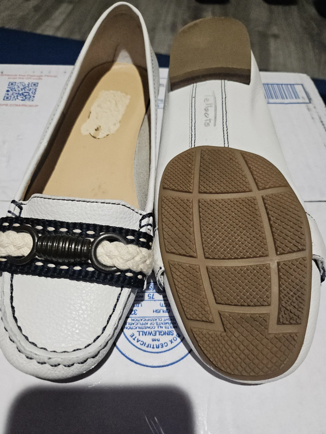 Talbots White Leather Rope Detail Loafers - photo 5