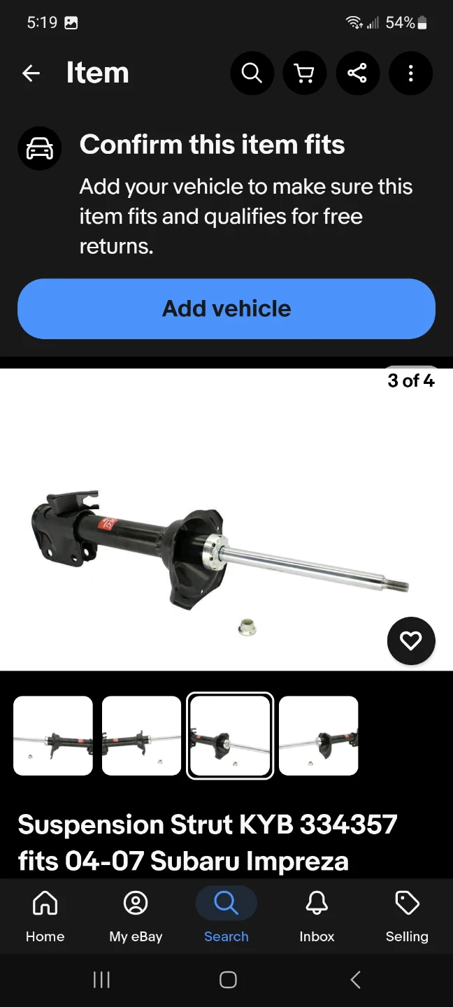 KYB 334357 Excel-G Rear Left Shock Absorber  Subaru Impreza WRX - photo 2