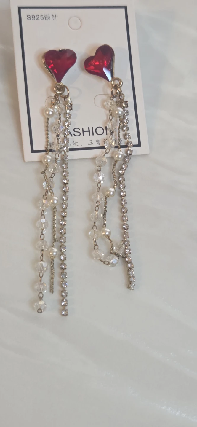 Red Heart Dangle Earrings - photo 2