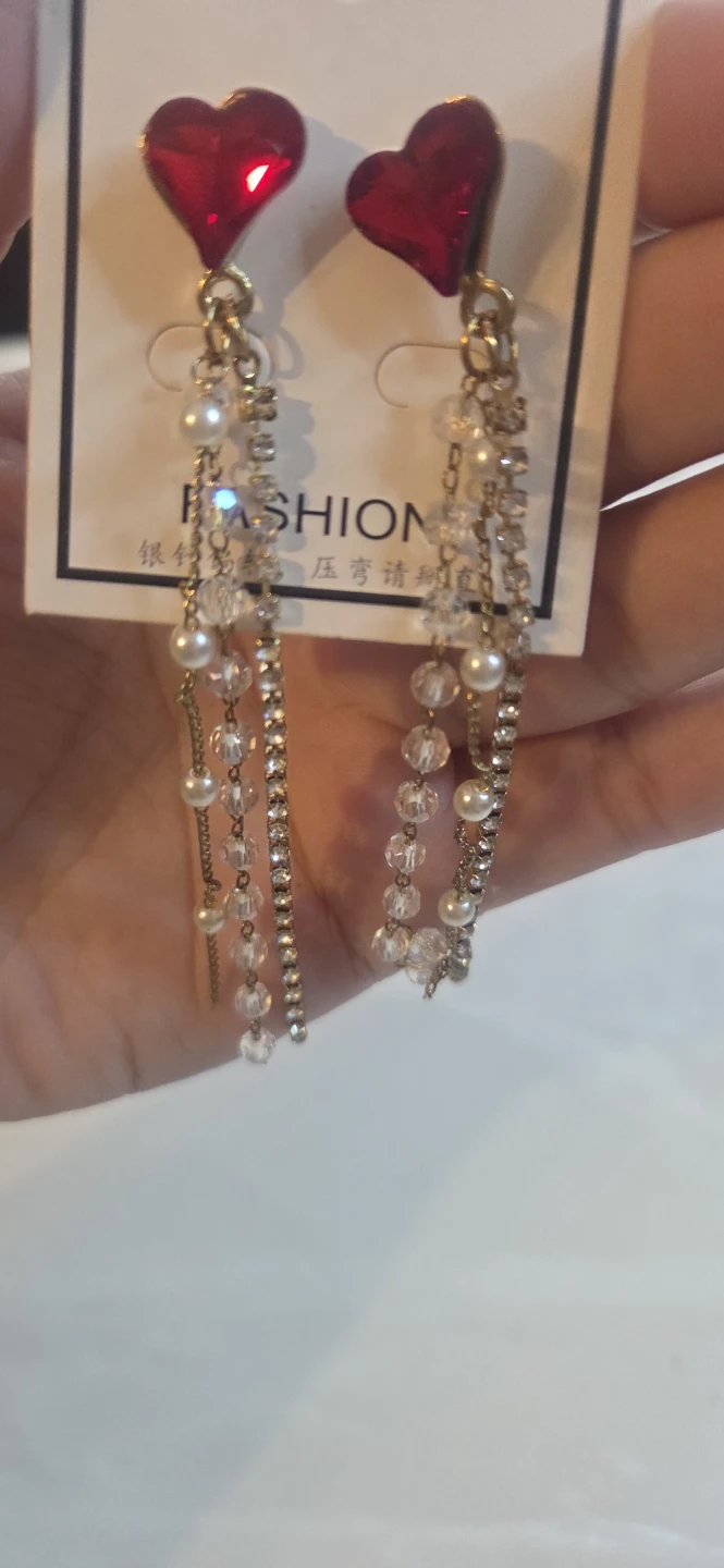 Red Heart Dangle Earrings - photo 3