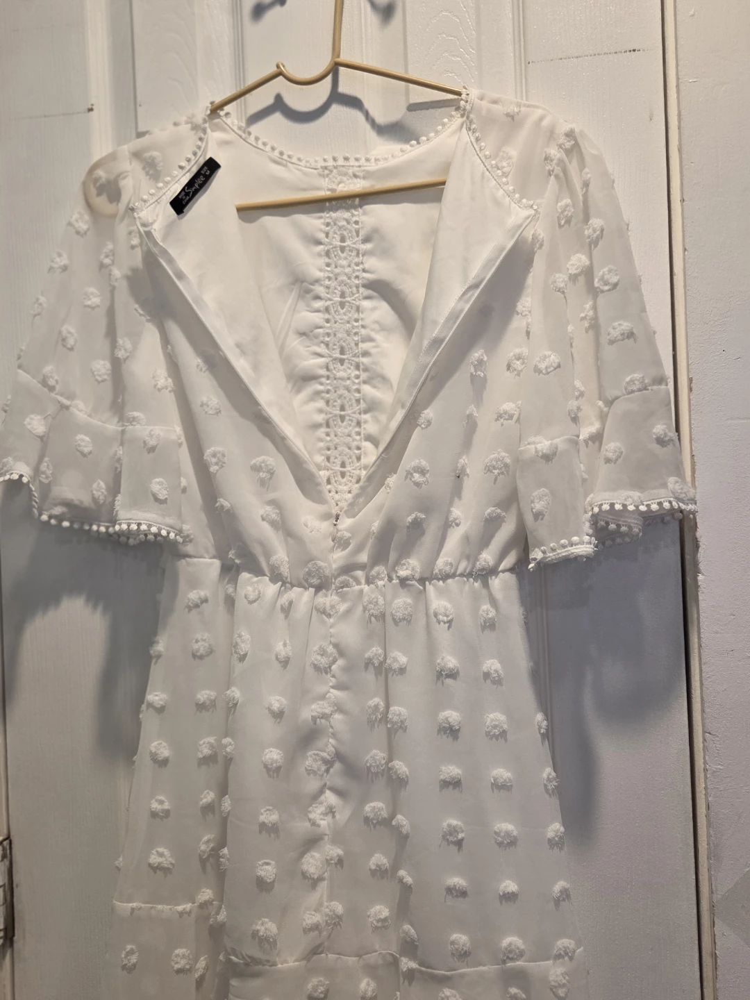 White Simplye Textured Dress Size M - photo 3