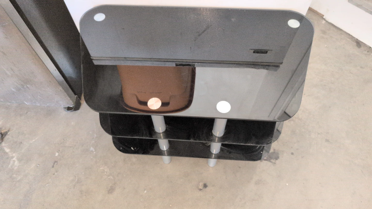 3-Tier Black Glass Media Stand