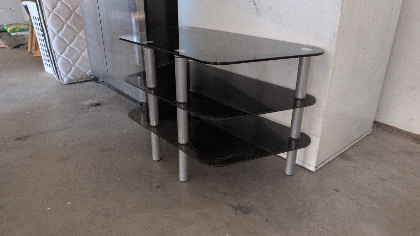3-Tier Black Glass Media Stand - photo 2