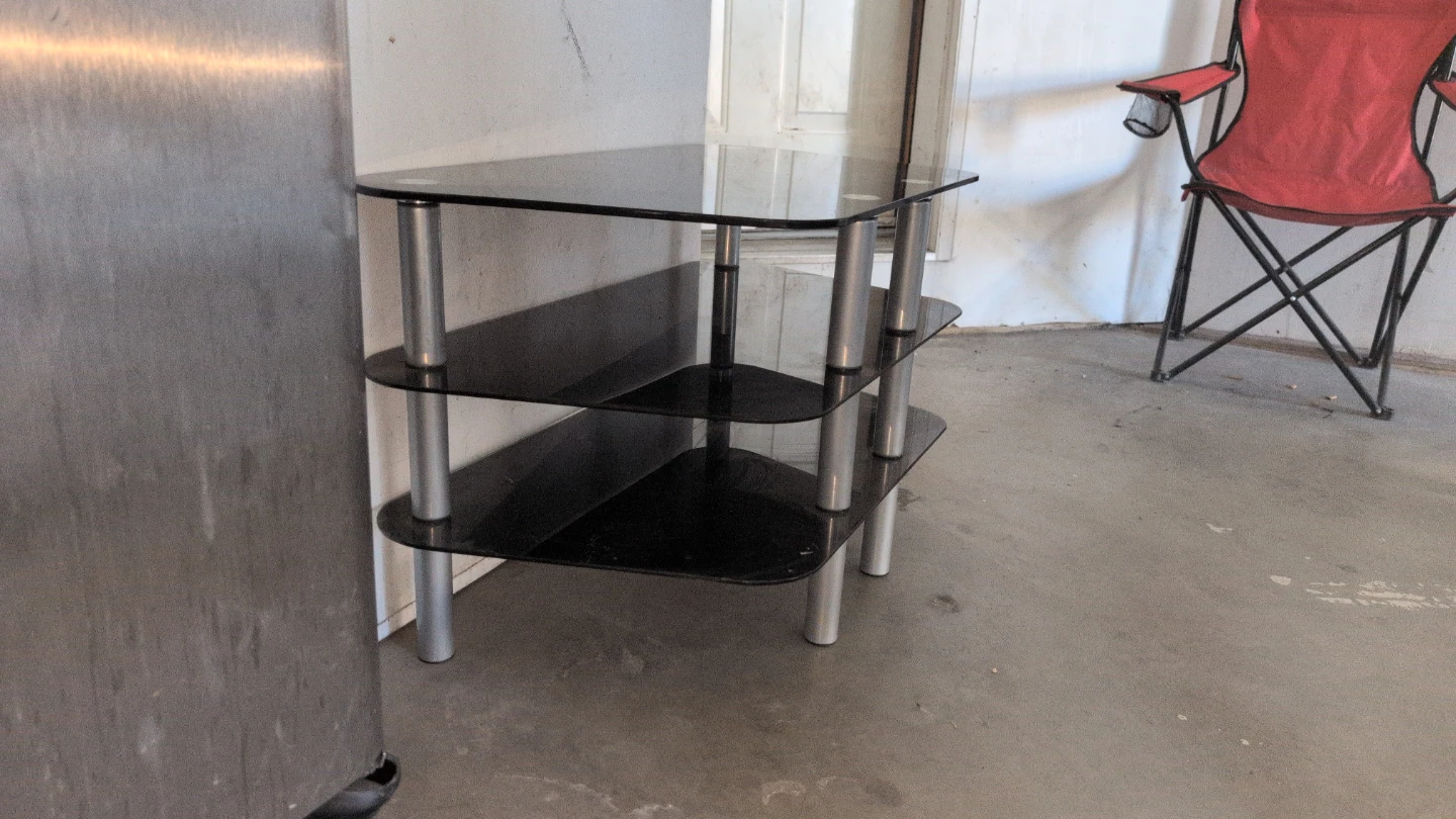 3-Tier Black Glass Media Stand - photo 3