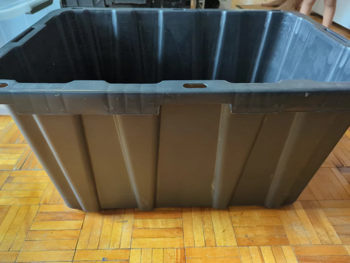 Large Black Plastic Storage Bin