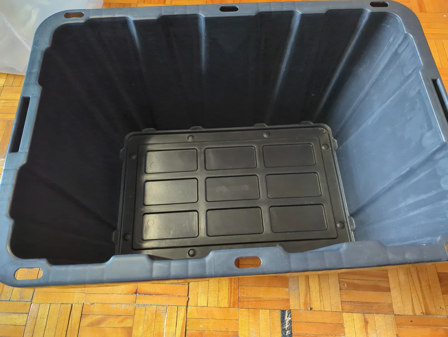 Large Black Plastic Storage Bin - photo 2