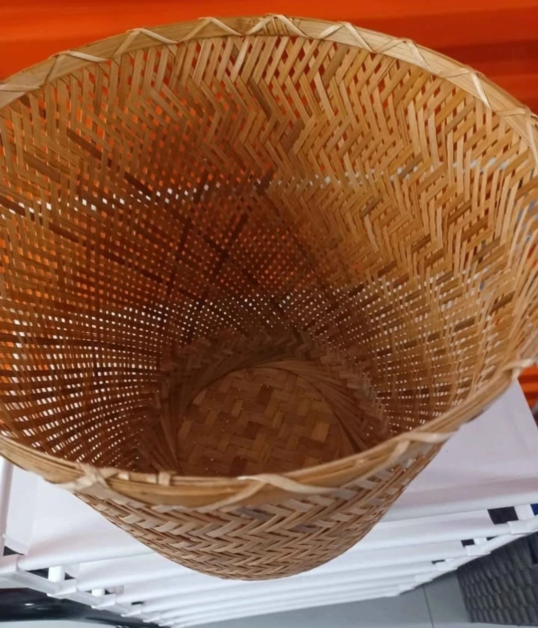 Boho Woven Bamboo Wastebasket / Planter (14" Wide) 🧺 - photo 2