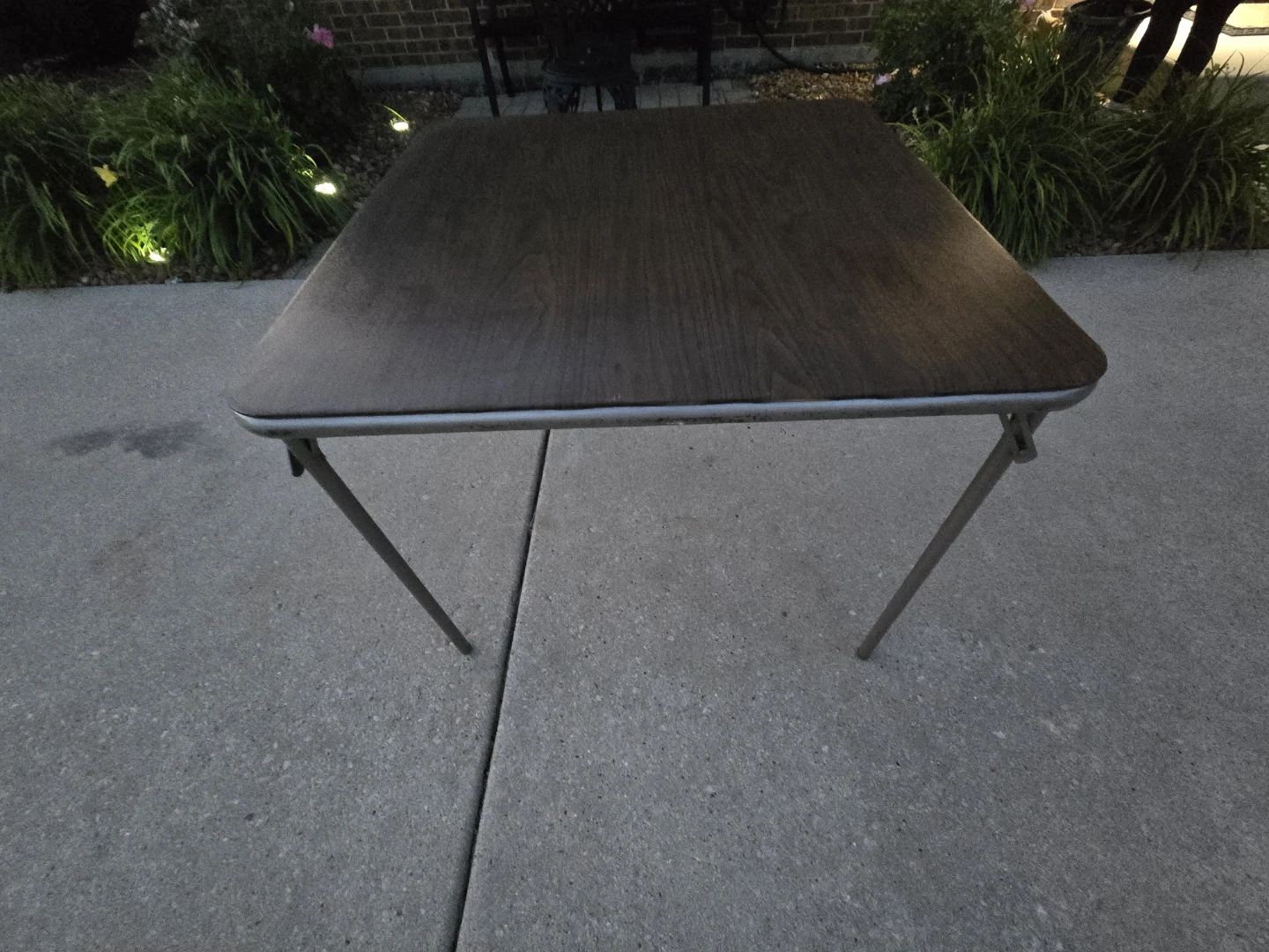 Folding Table with Metal Legs and a Wood Top