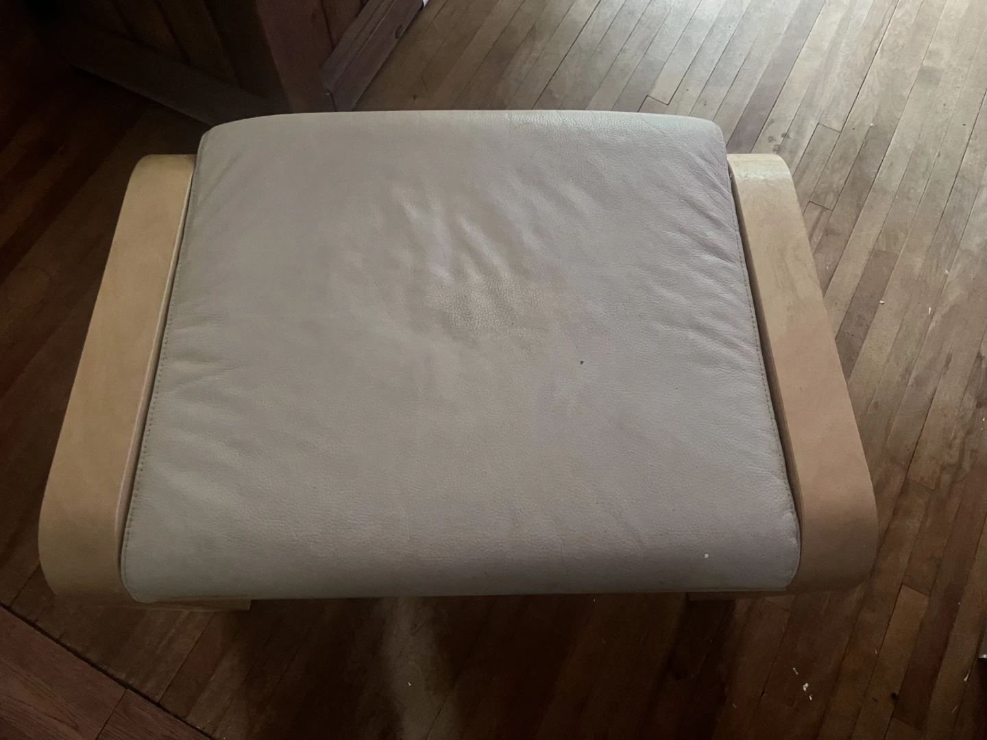 Light Tan IKEA Leather Ottoman