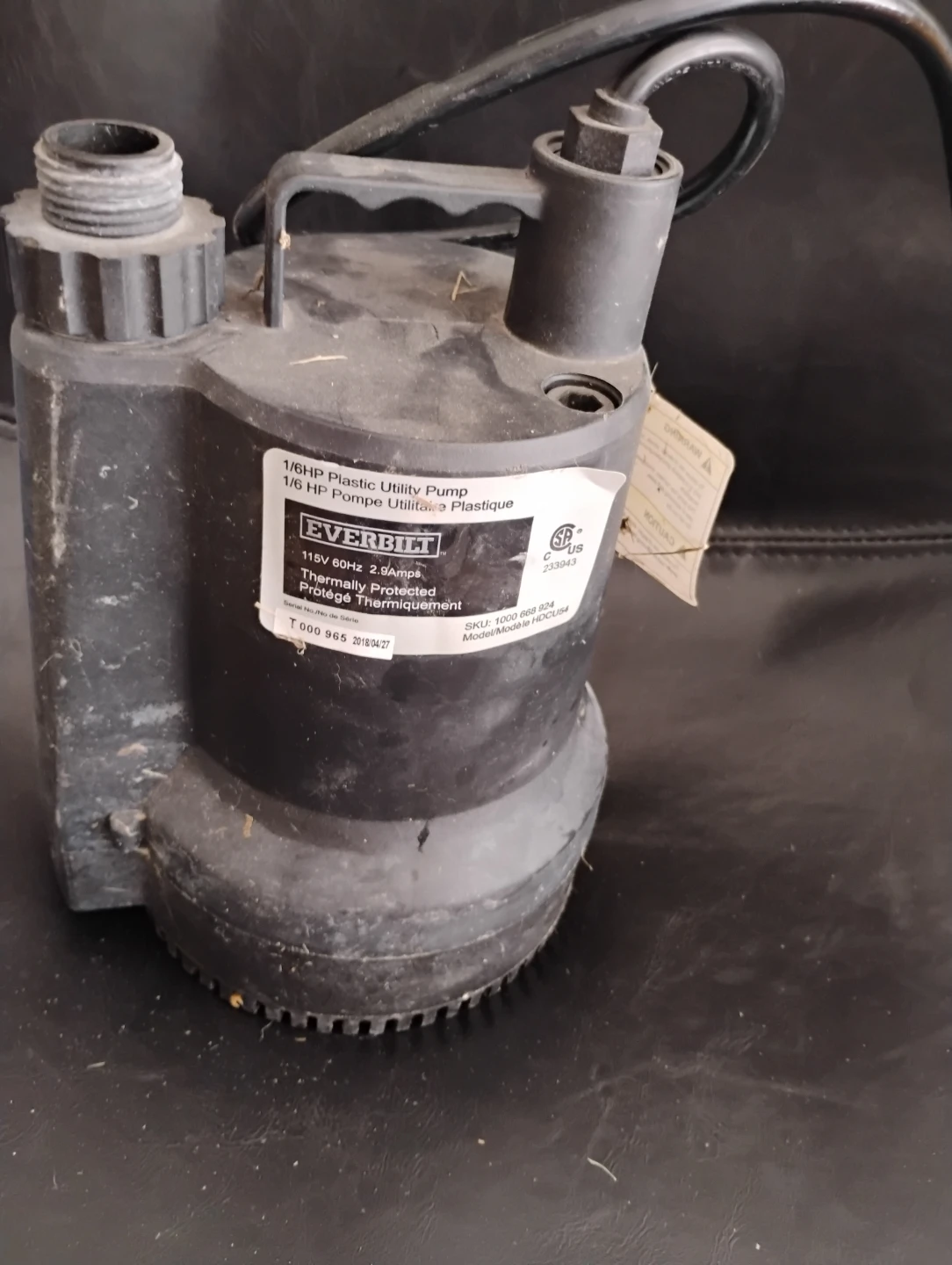 Everbilt 1/6 HP Plastic Utility Pump