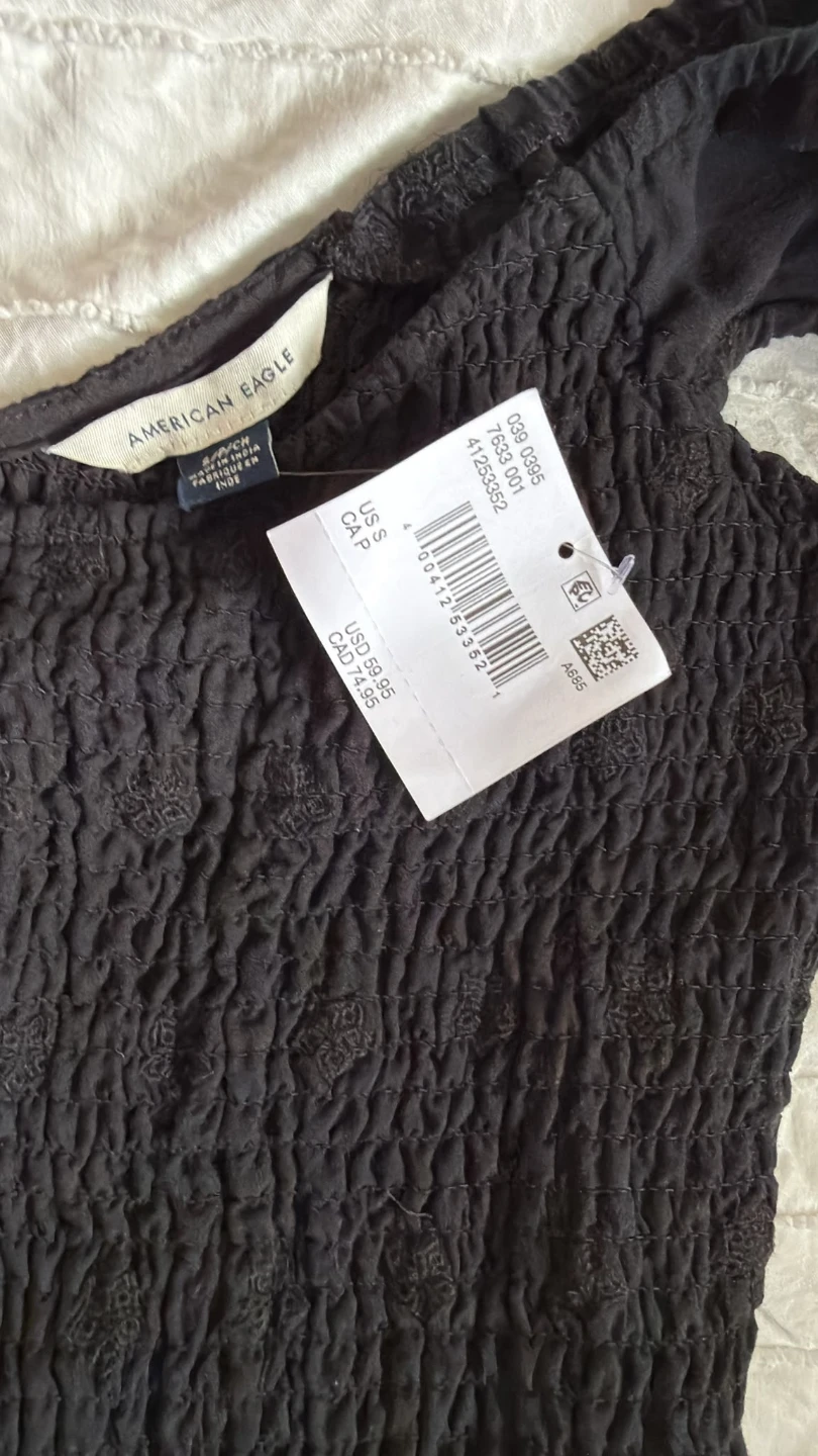 American Eagle Smocked Black Dress