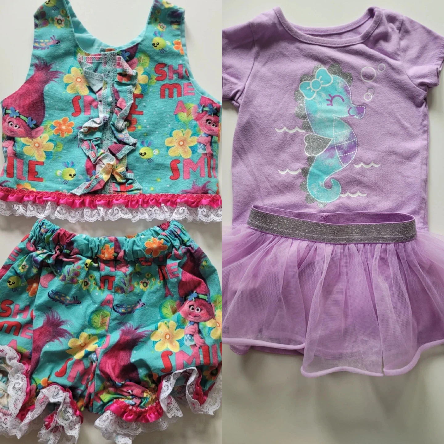 12 Months Girls Trolls & Seahorse Outfit