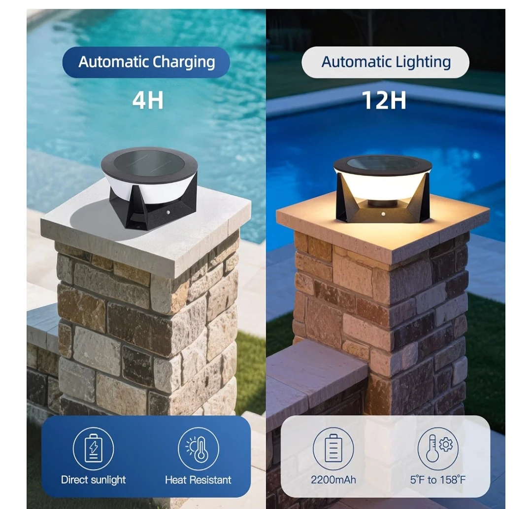 ZRJJMLAN Modern Solar Post Cap Light