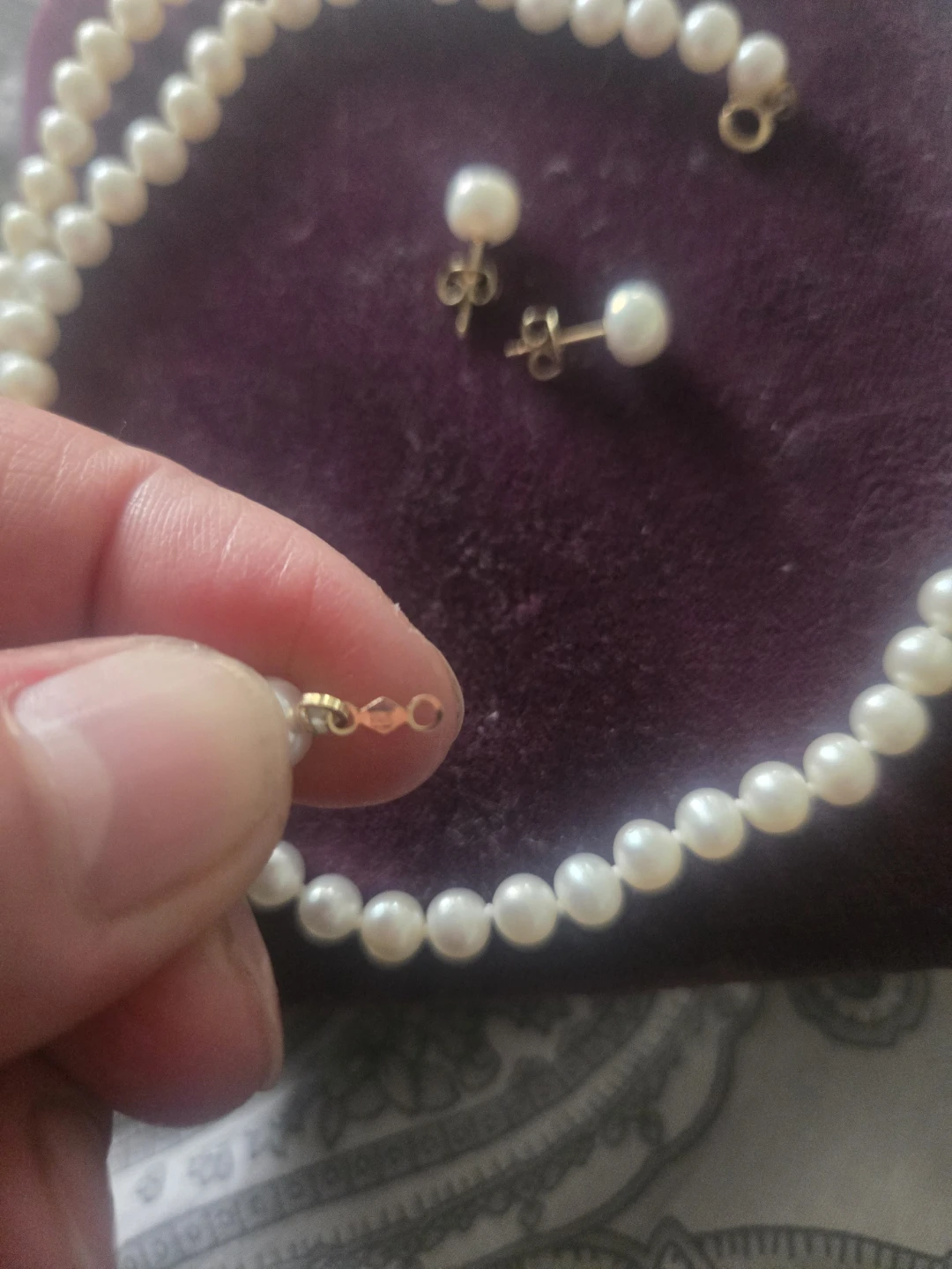 Pearl Necklace and Earrings Set 14 k - photo 2