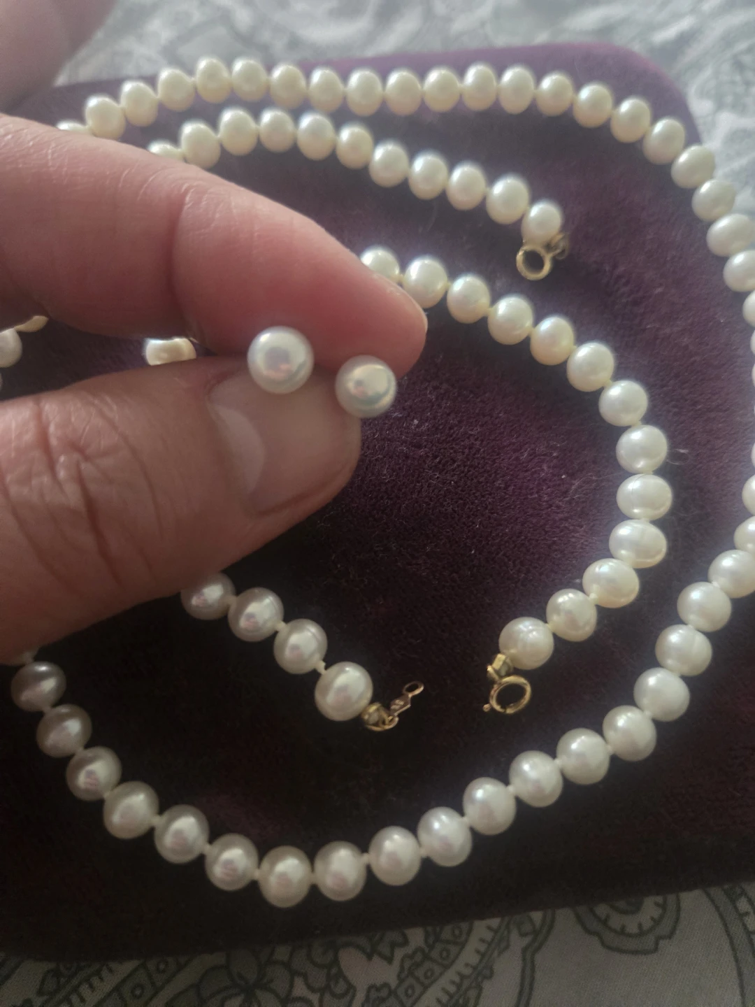 Pearl Necklace and Earrings Set 14 k - photo 3