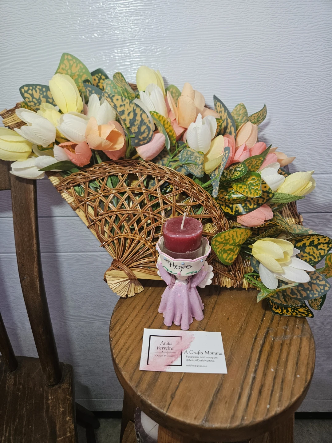 Decorative Angel Candle Holder with Flowers