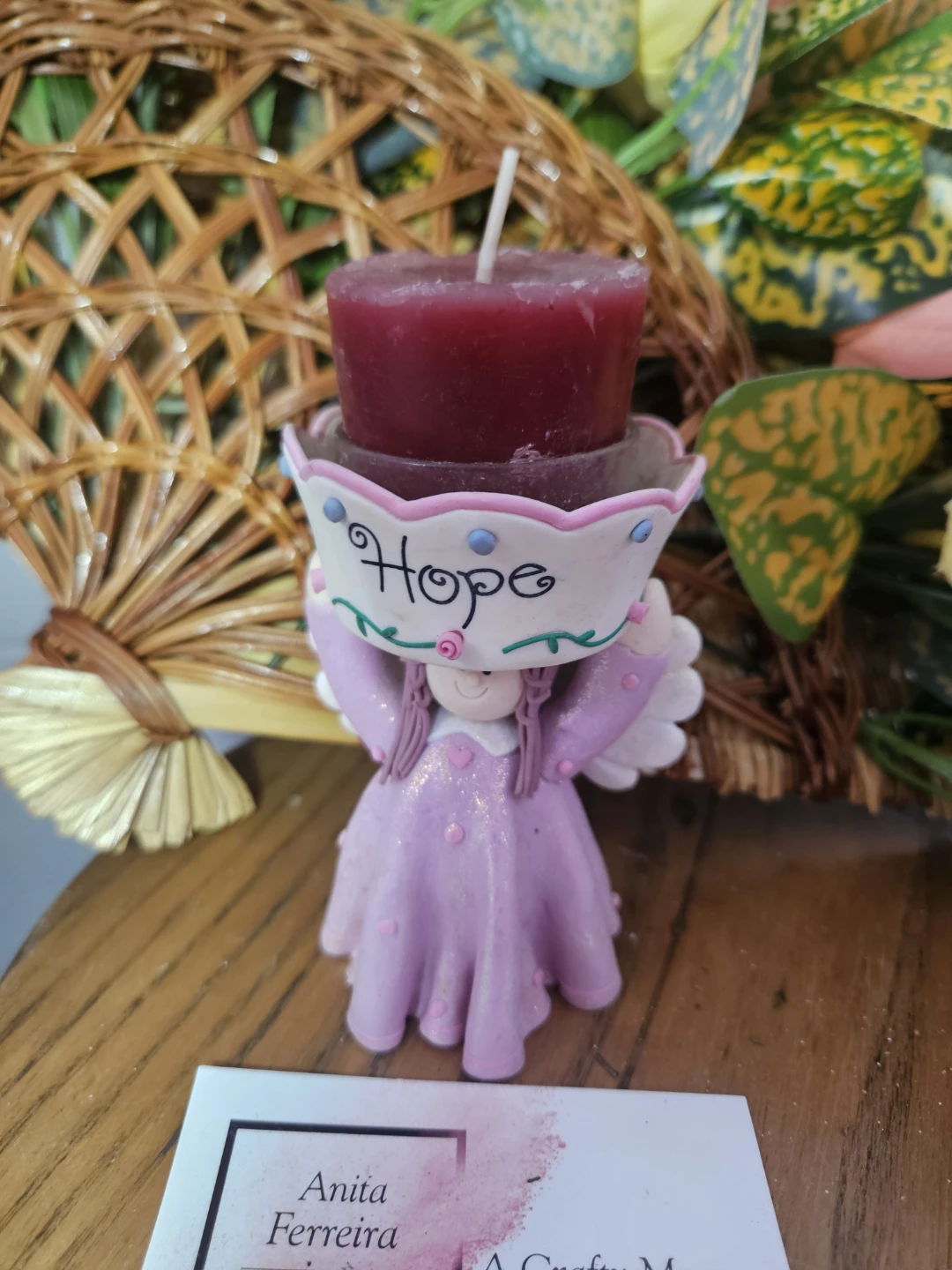Decorative Angel Candle Holder with Flowers - photo 2