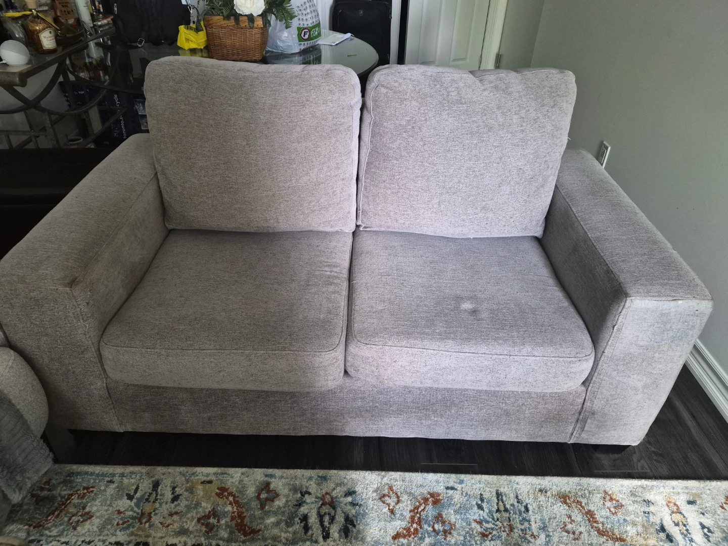 Grey Fabric Loveseat Sofa