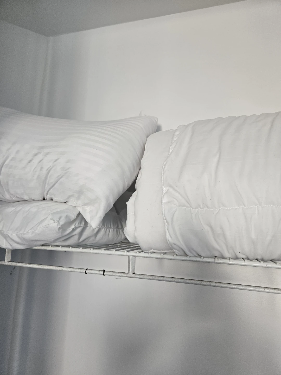 White Stripe Pillows (2) + Queen size duvet cover