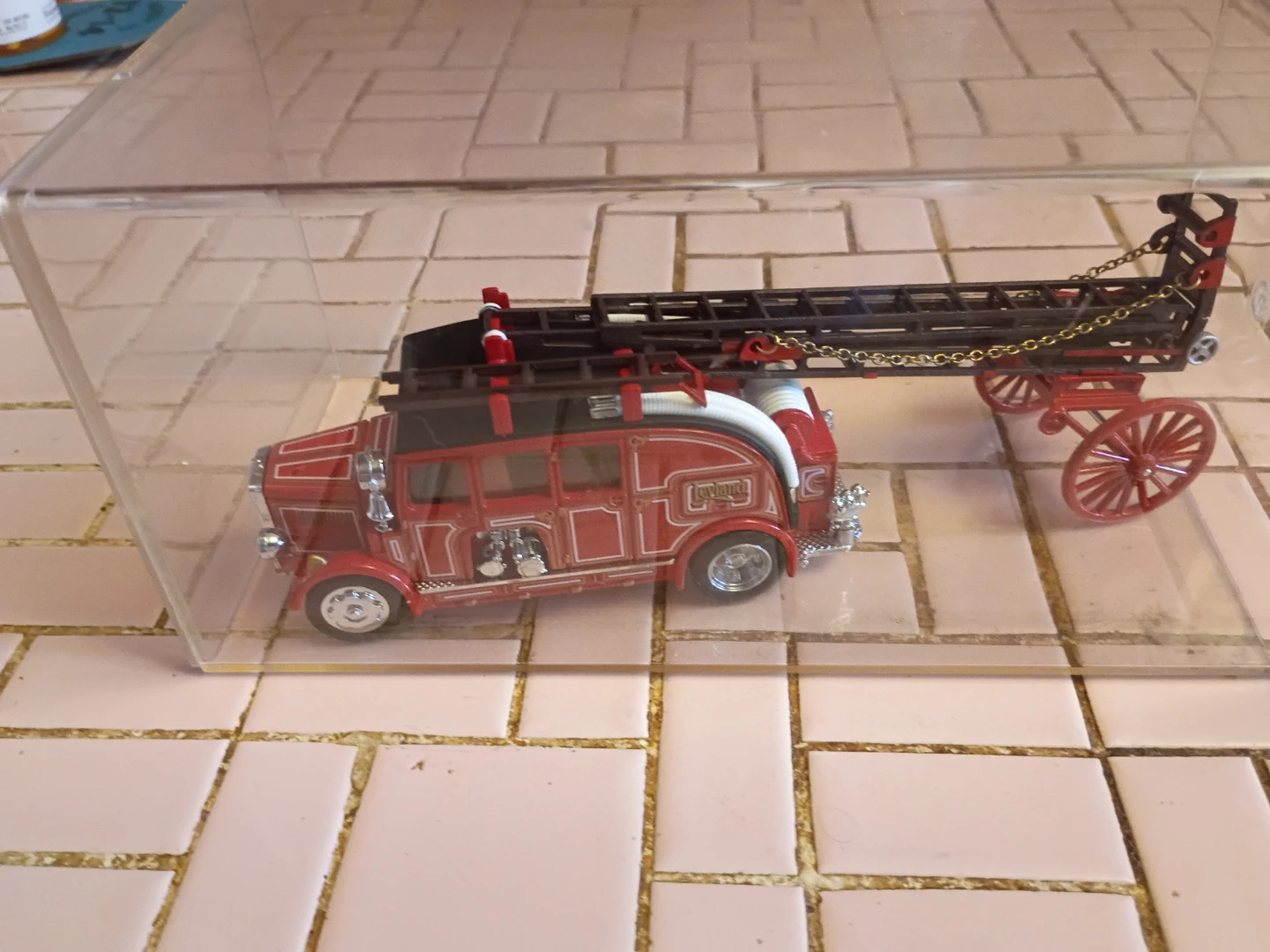 Vintage Red Fire Truck Toy with Ladder