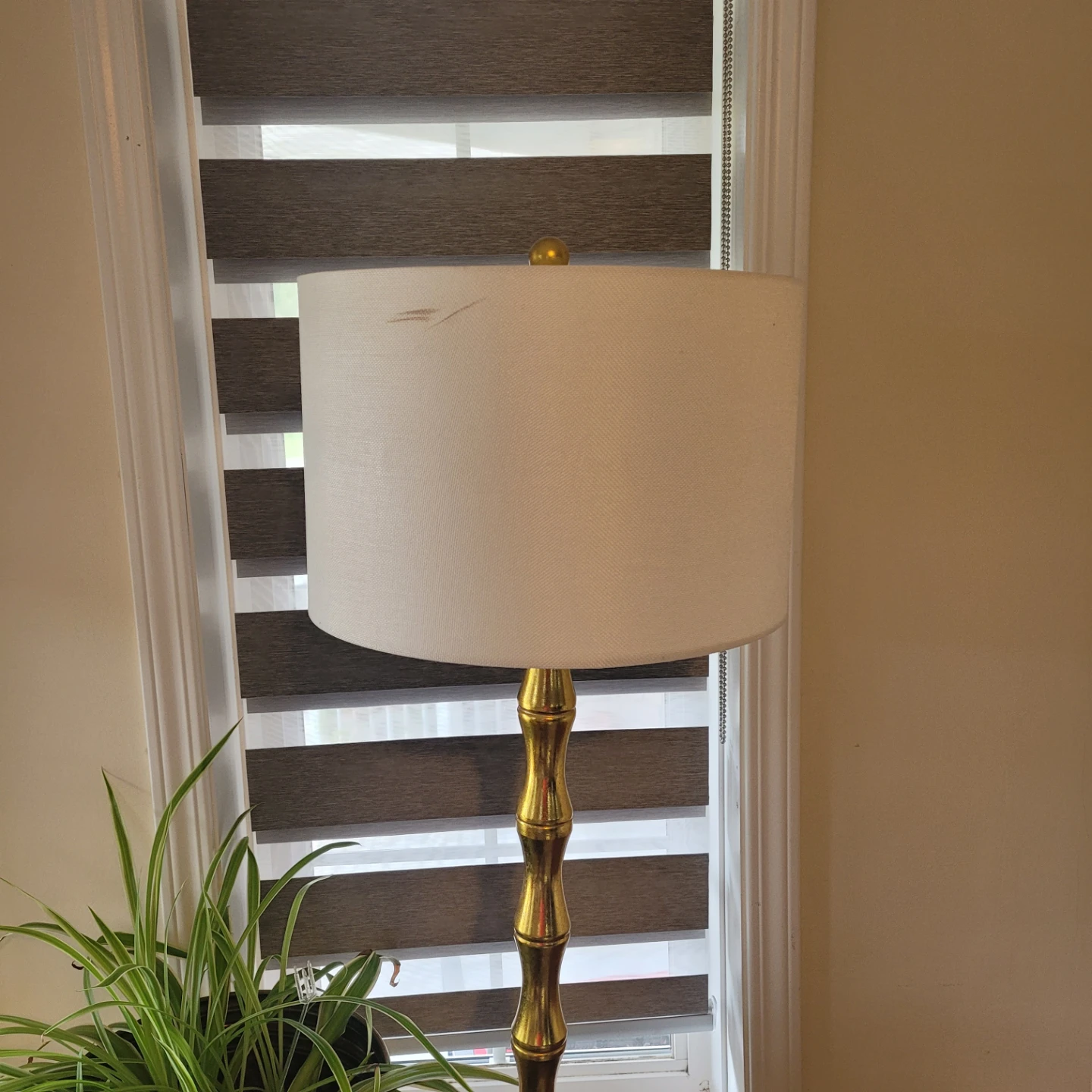 Brass Torchiere Floor Lamp with White Shade - photo 2