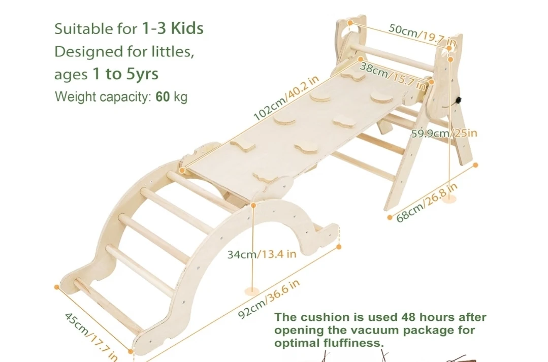 Kids Wooden Climbing Triangle with Slide - photo 2