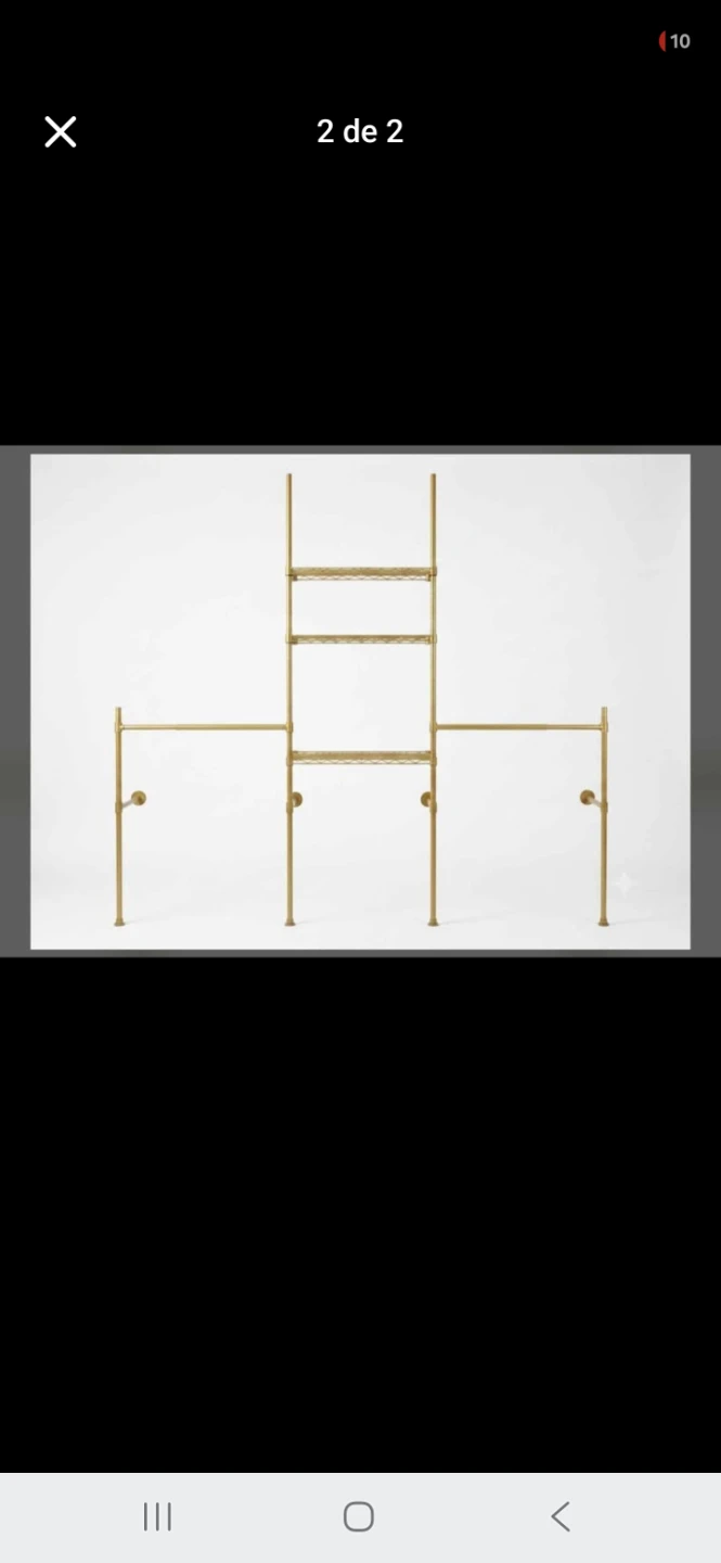 Gold Metal Garment Rack with Shelving