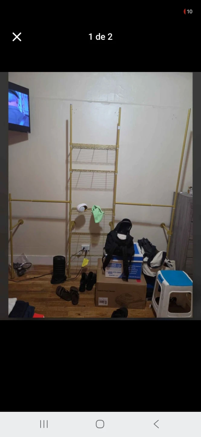 Gold Metal Garment Rack with Shelving - photo 2