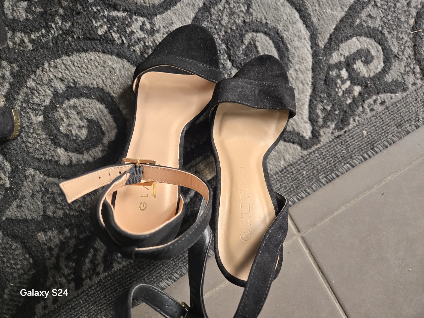 Black Suede Block Heel Sandals