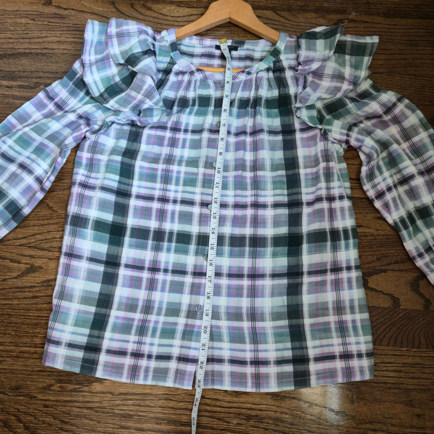 Ann Taylor Plaid Ruffle Blouse xs/p - photo 5