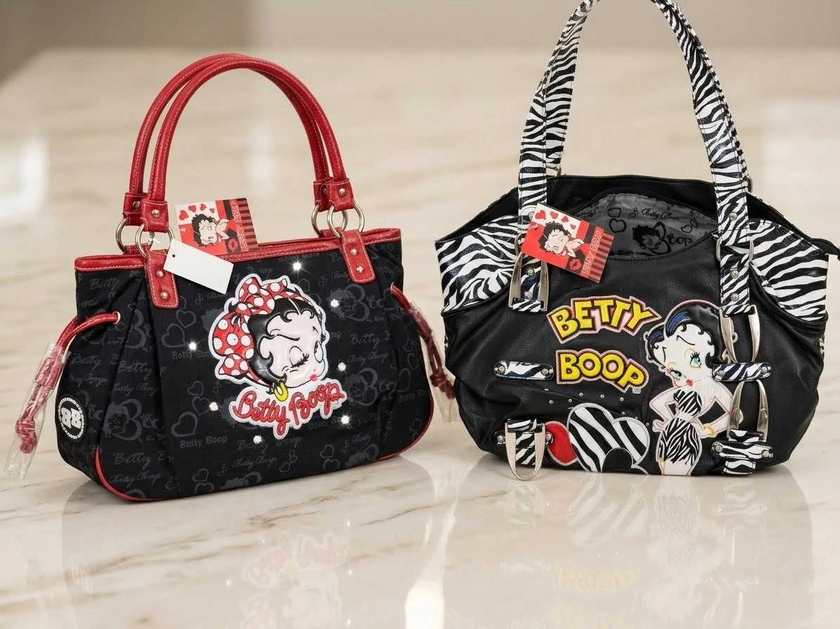Vintage Betty Boop Handbags - 2 Pcs Y2K Shoulder Bags.
