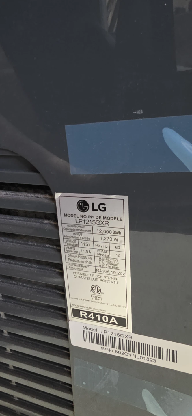 LG Portable Air Conditioner LP1215GXR - photo 5