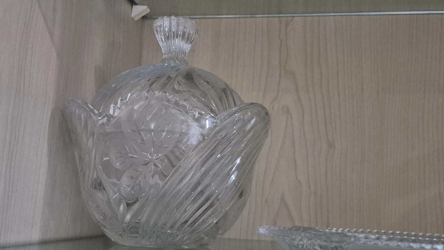Clear Crystal Glass Candy Dish with Lid